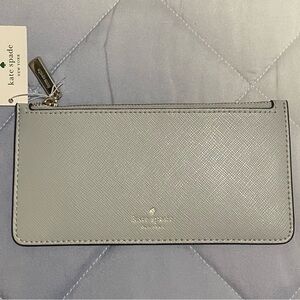 kate spade gray saffiano leather zip wallet